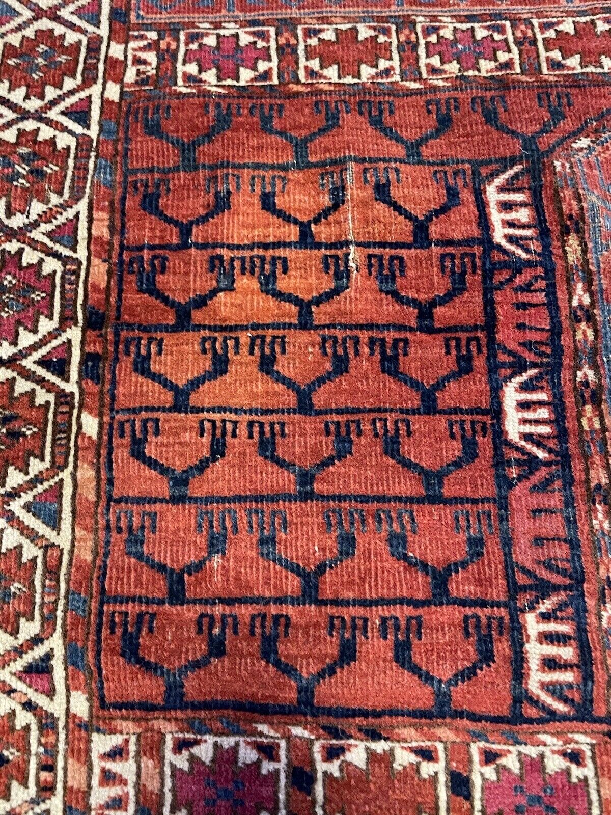 Antique Turkmen Engsi door hanging — 3.9' x 4.6'
