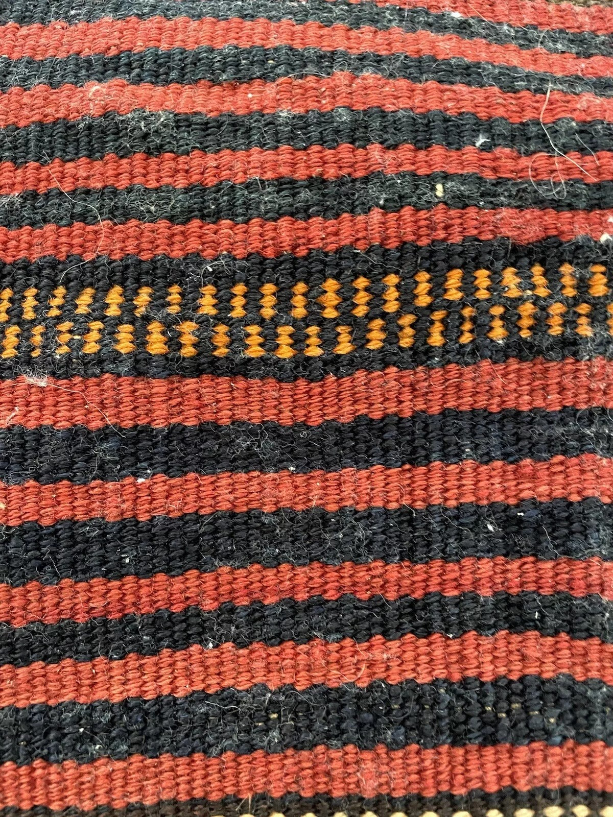 Flat-weave design on an antique Persian Sumak salt bag
