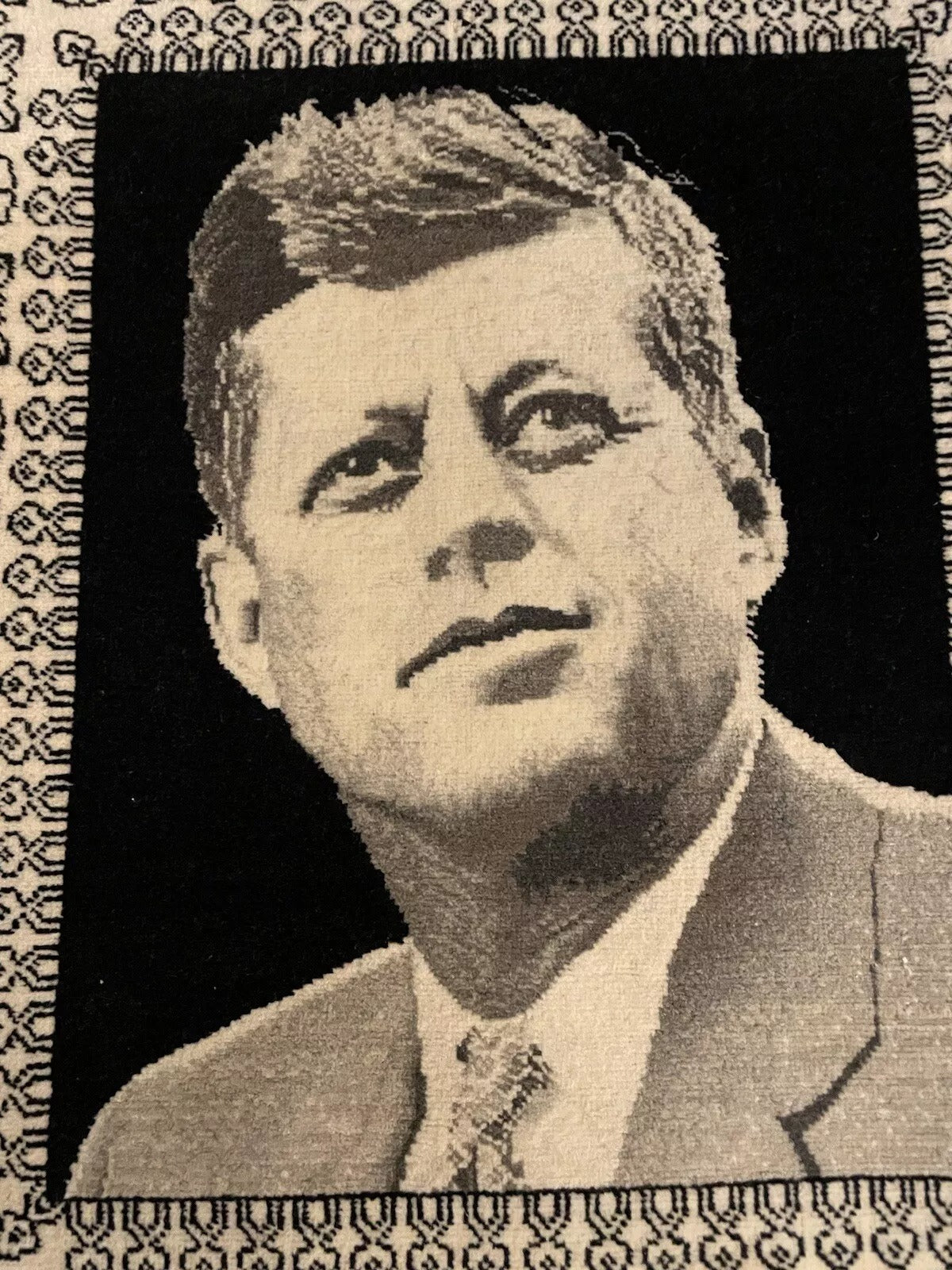 John F. Kennedy rug with intricate wool weaving techniques
