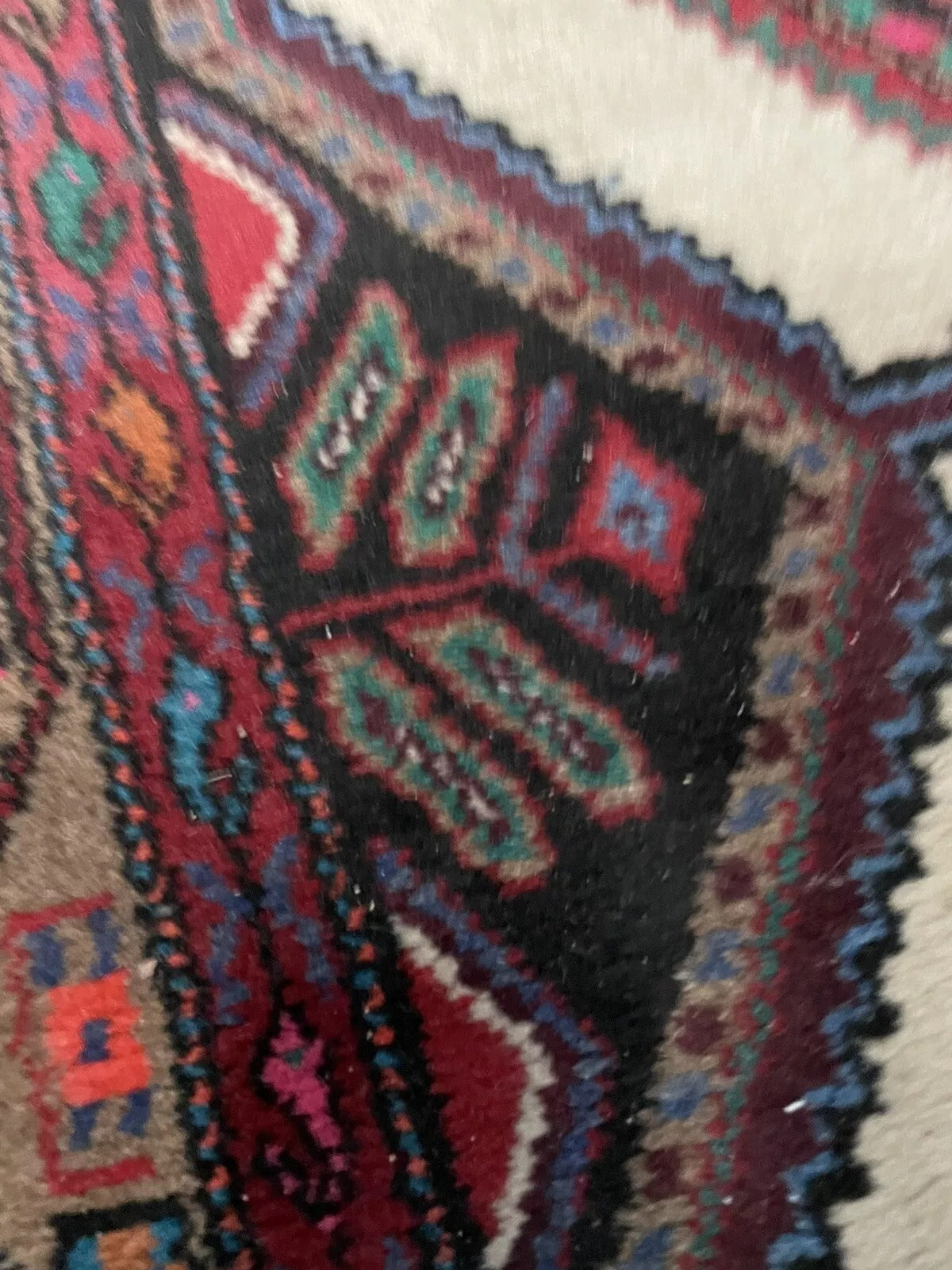 Full view of a 1970s Hamadan runner rug in good vintage condition
