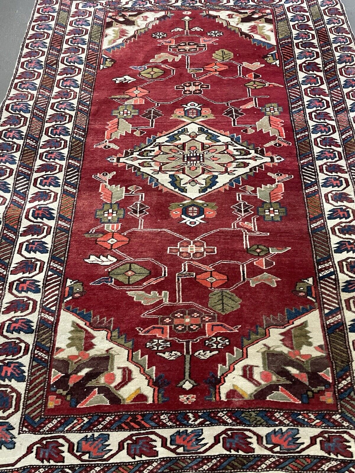 Detailed Persian Hamadan rug pattern with floral and geometric elements.

