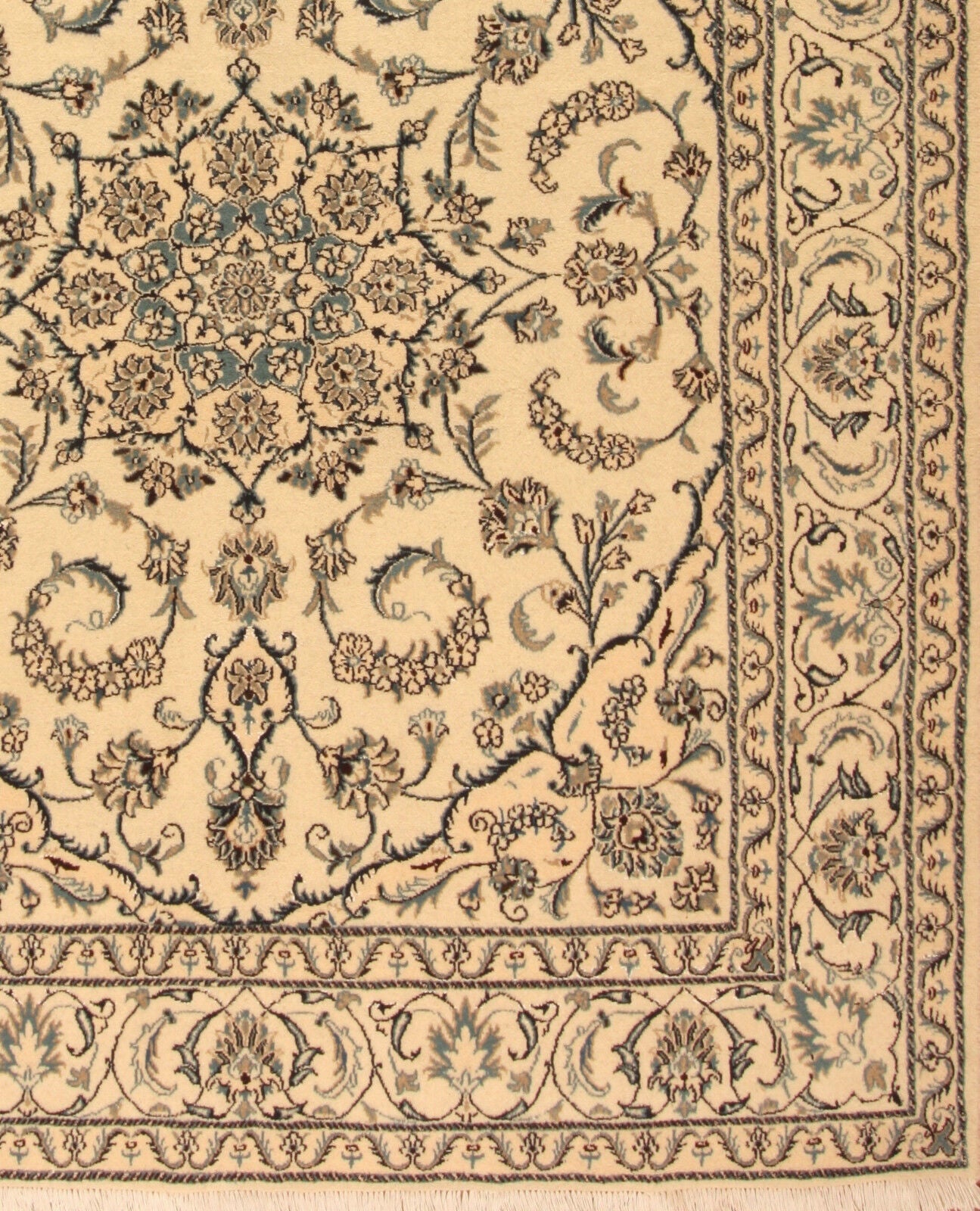 Front view of the Handmade Contemporary Persian Nain Rug highlighting design elements