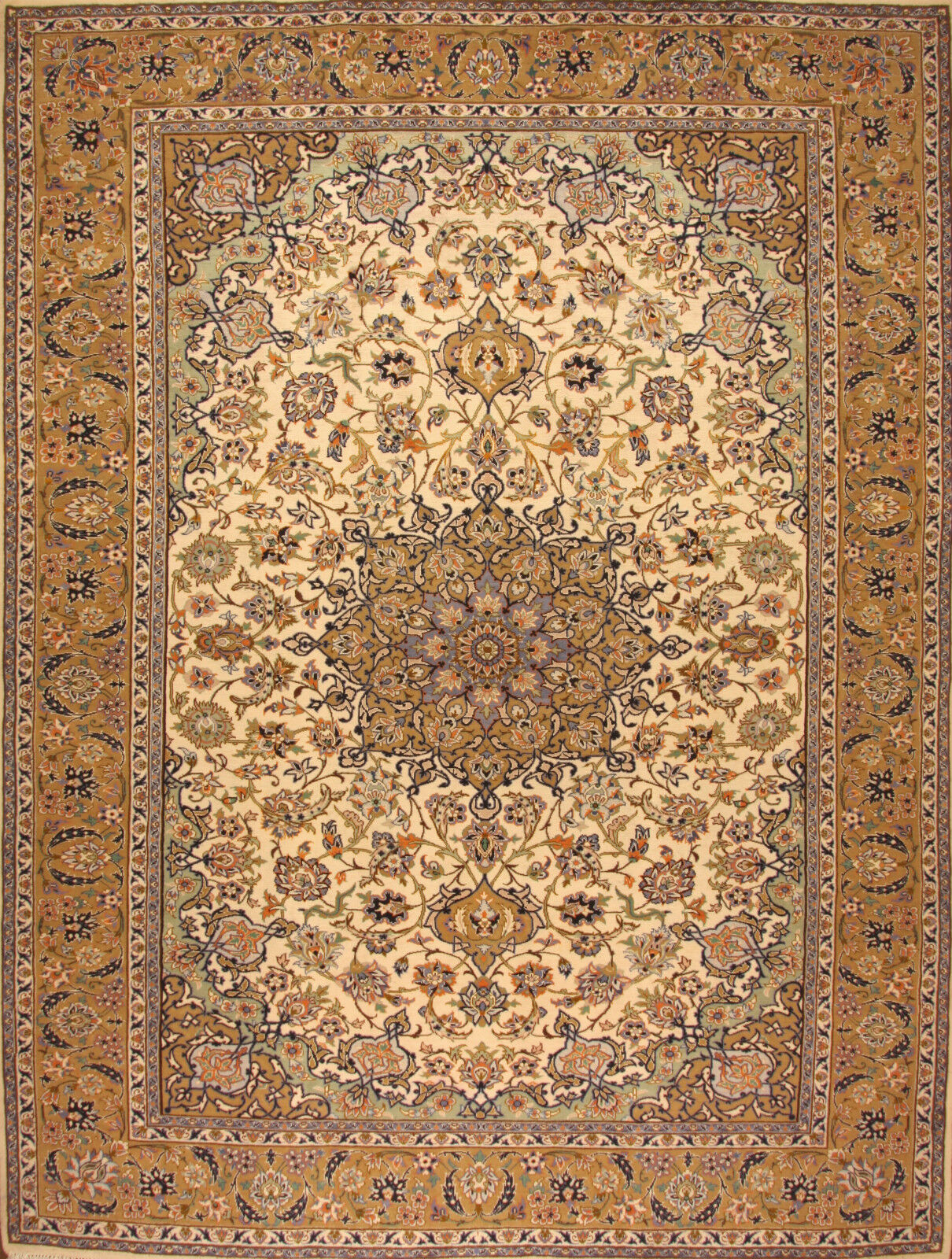 Handmade Contemporary Persian Isfahan Rug in a modern living room setting