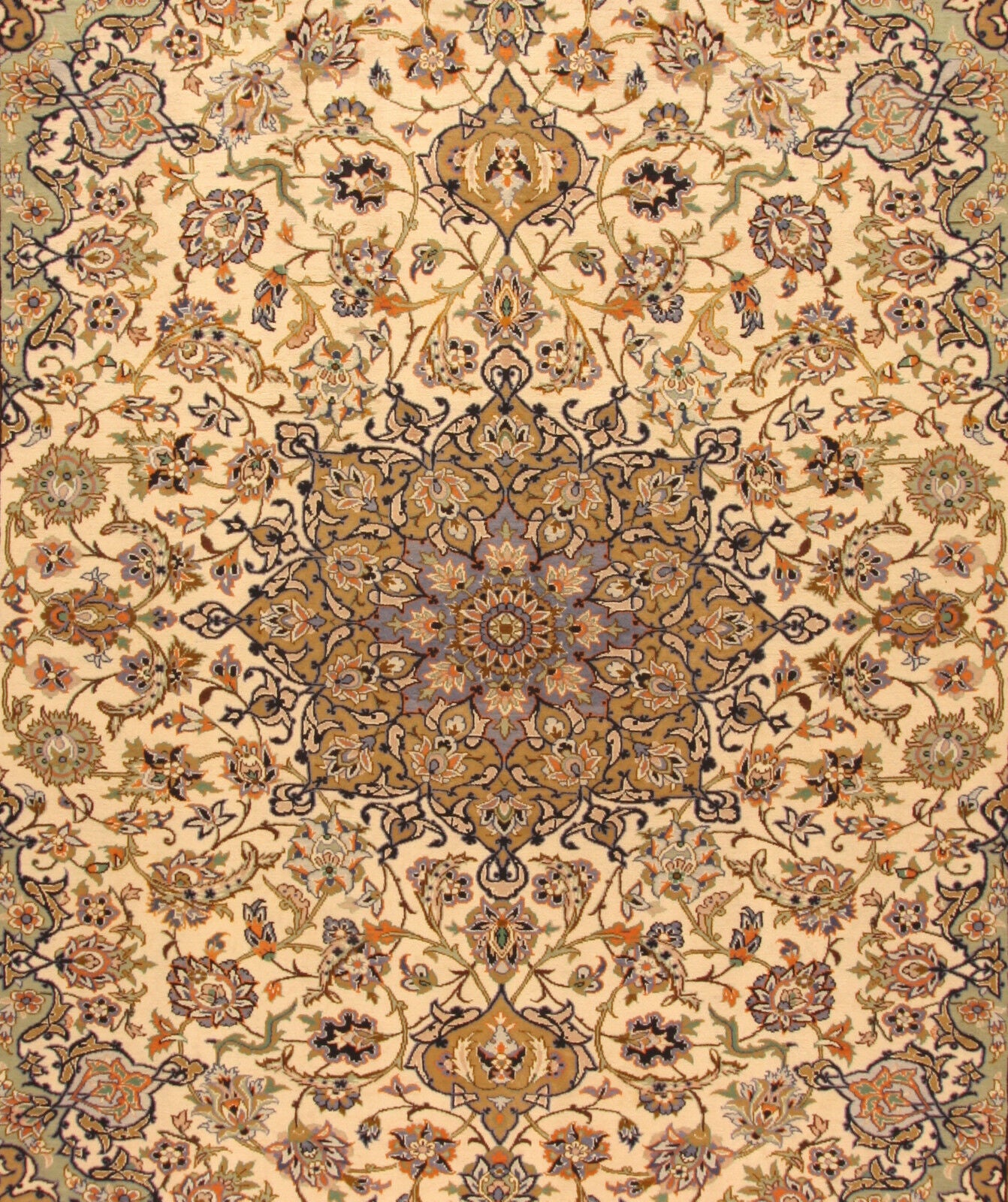 Close-up of intricate patterns on the Handmade Contemporary Persian Isfahan Rug