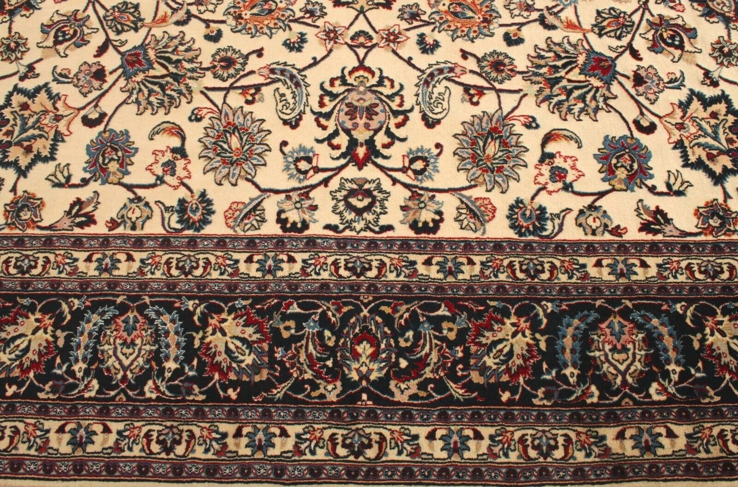 Detailed close-up of the floral motifs on the Handmade Contemporary Persian Style Tabriz Rug
