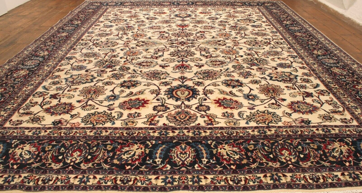 Close-up of the all-over floral design on the Handmade Contemporary Persian Style Tabriz Rug