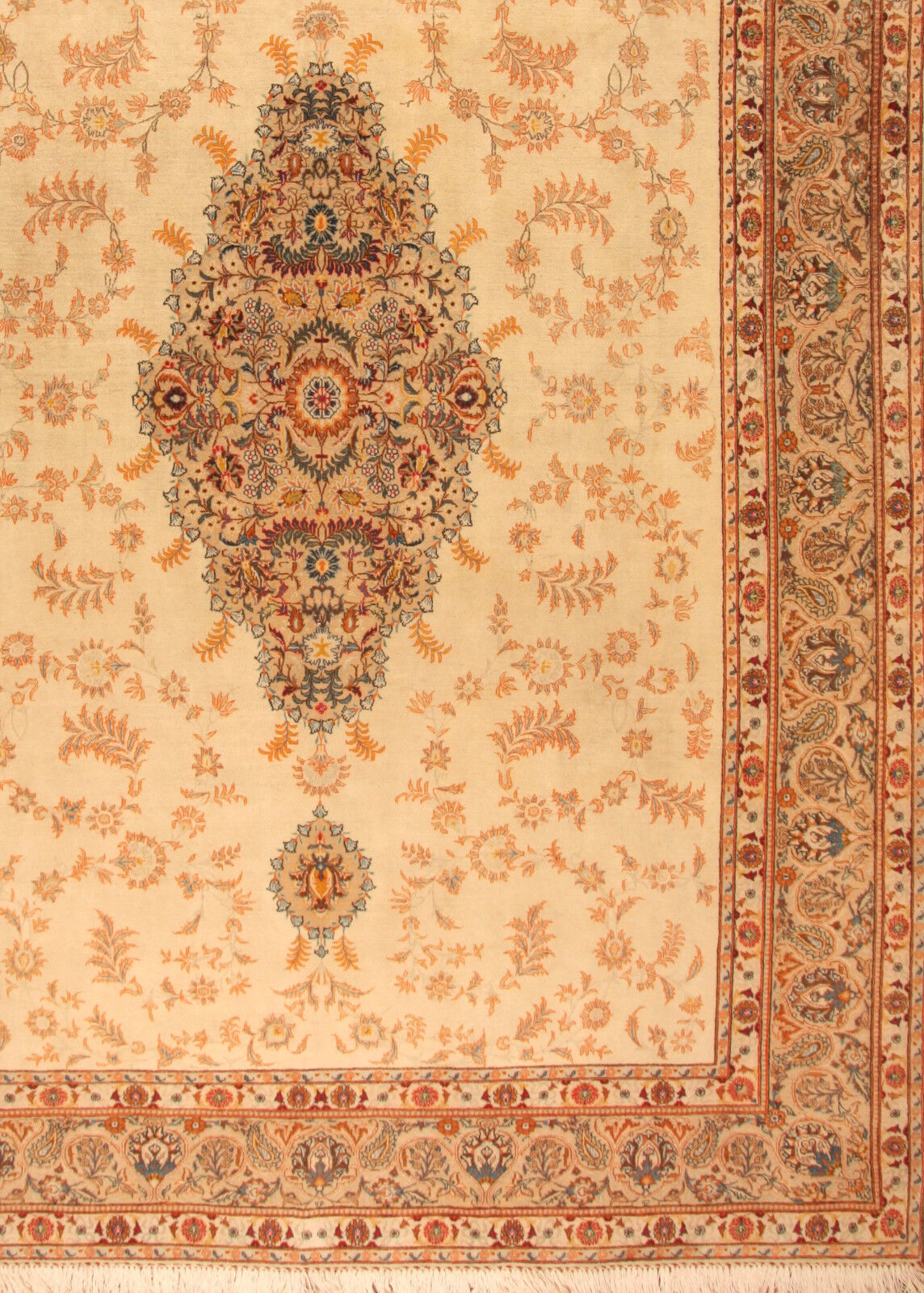 Angled shot of the Handmade Contemporary Persian Style Tabriz Rug complementing furniture