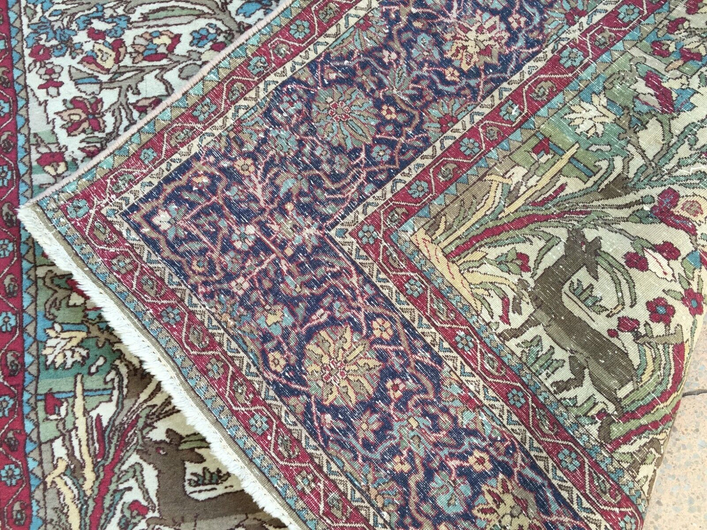 Back Side of Handmade Antique Persian Kerman Rug - 1920s