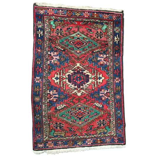 Handmade Vintage Persian Hamadan Rug - Front View - 2.2' x 3.4' - 1960s