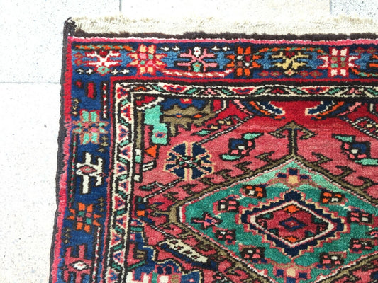 Rich Cream Base Color Creating Warm Backdrop on Vintage Persian Hamadan Rug - 1960s