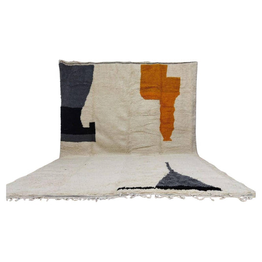 Vintage Moroccan Berber rug with green white bands and pink triangle design

