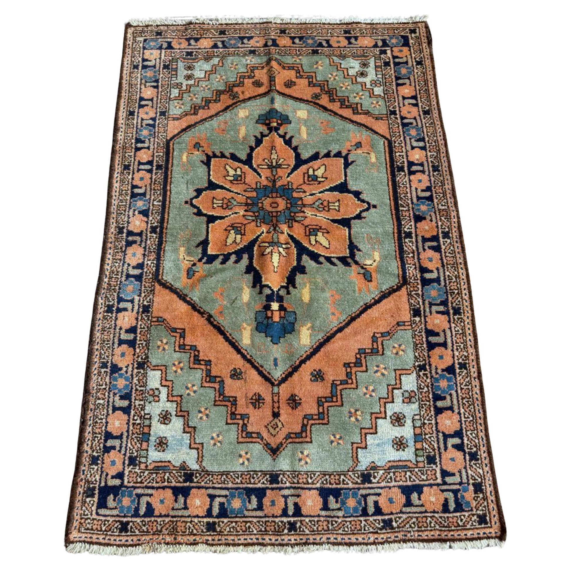 Antique Turkish Anatolian rug with central medallion

