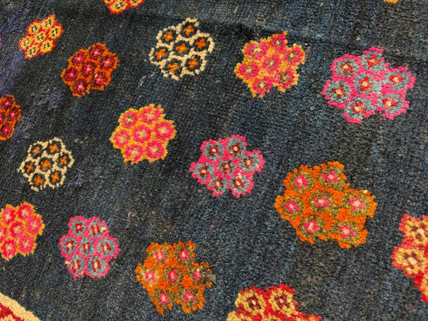 Cerulean blue and saffron yellow tribal motifs

