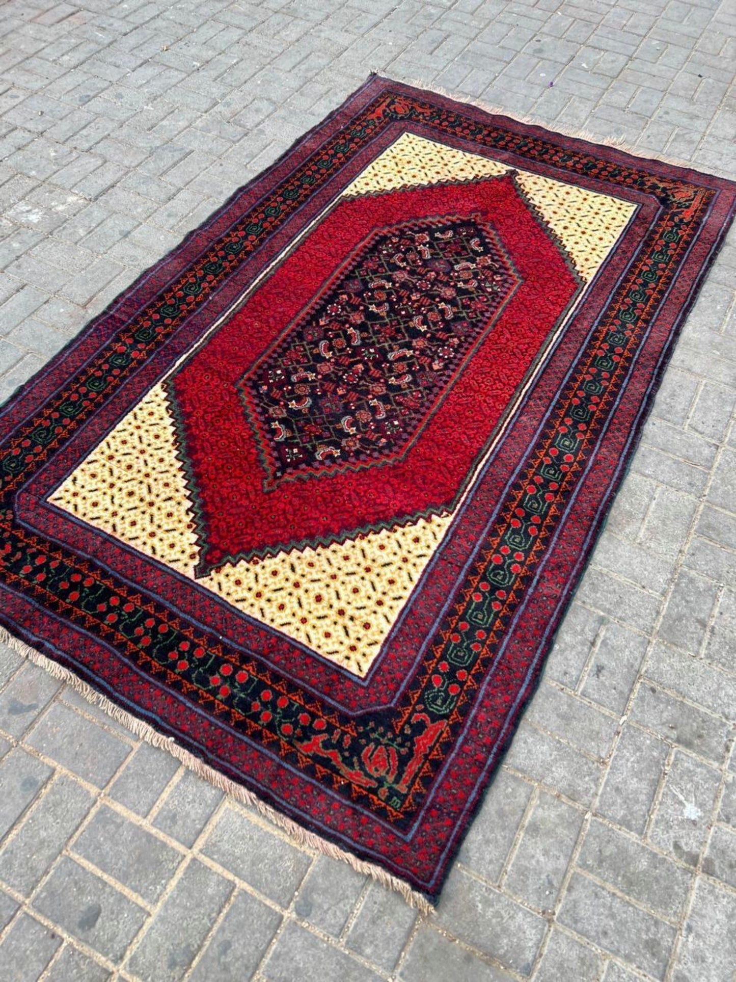 Full rug view showing balanced medallion composition

