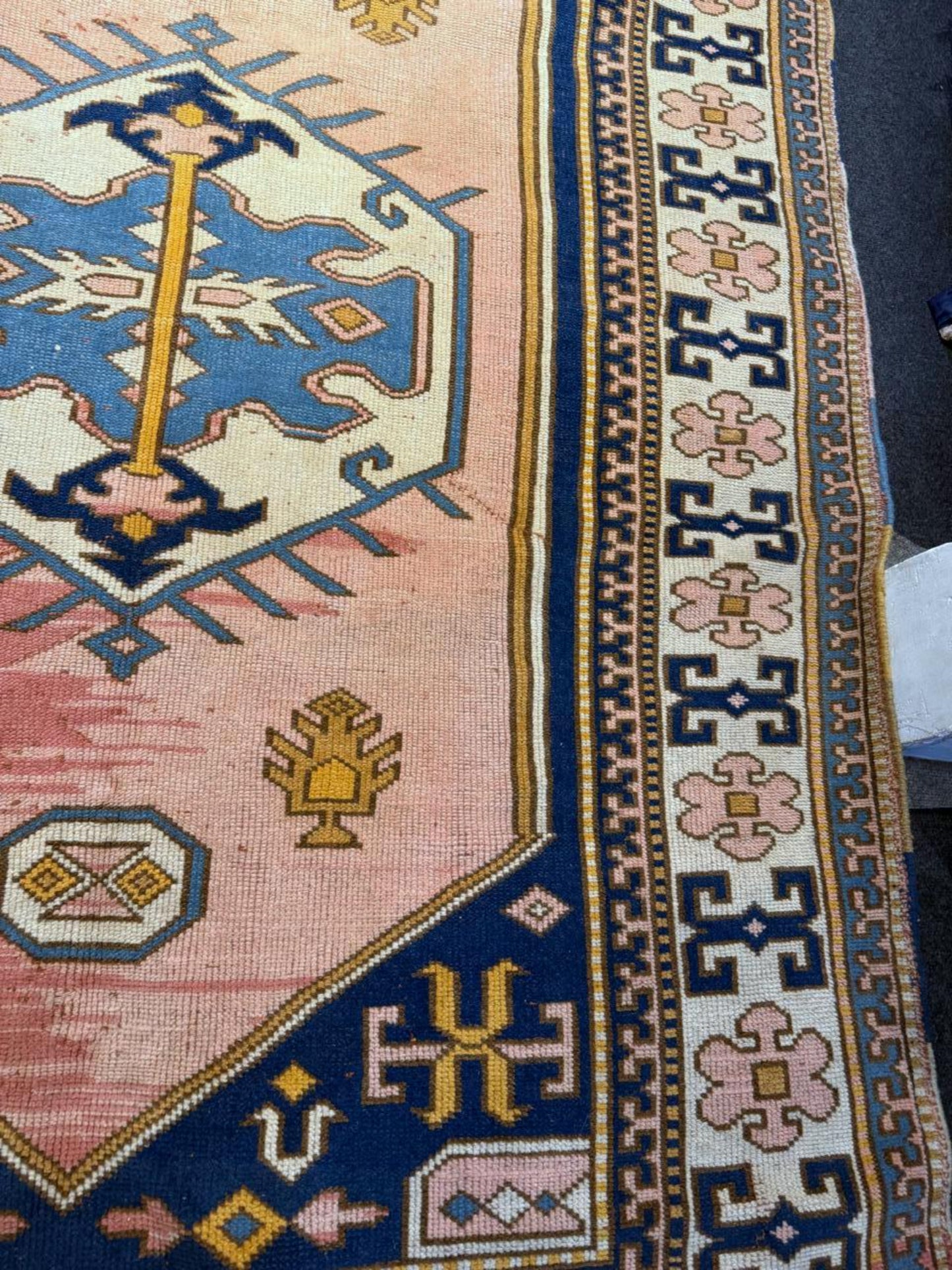 Close-up of stylized floral geometric motifs

