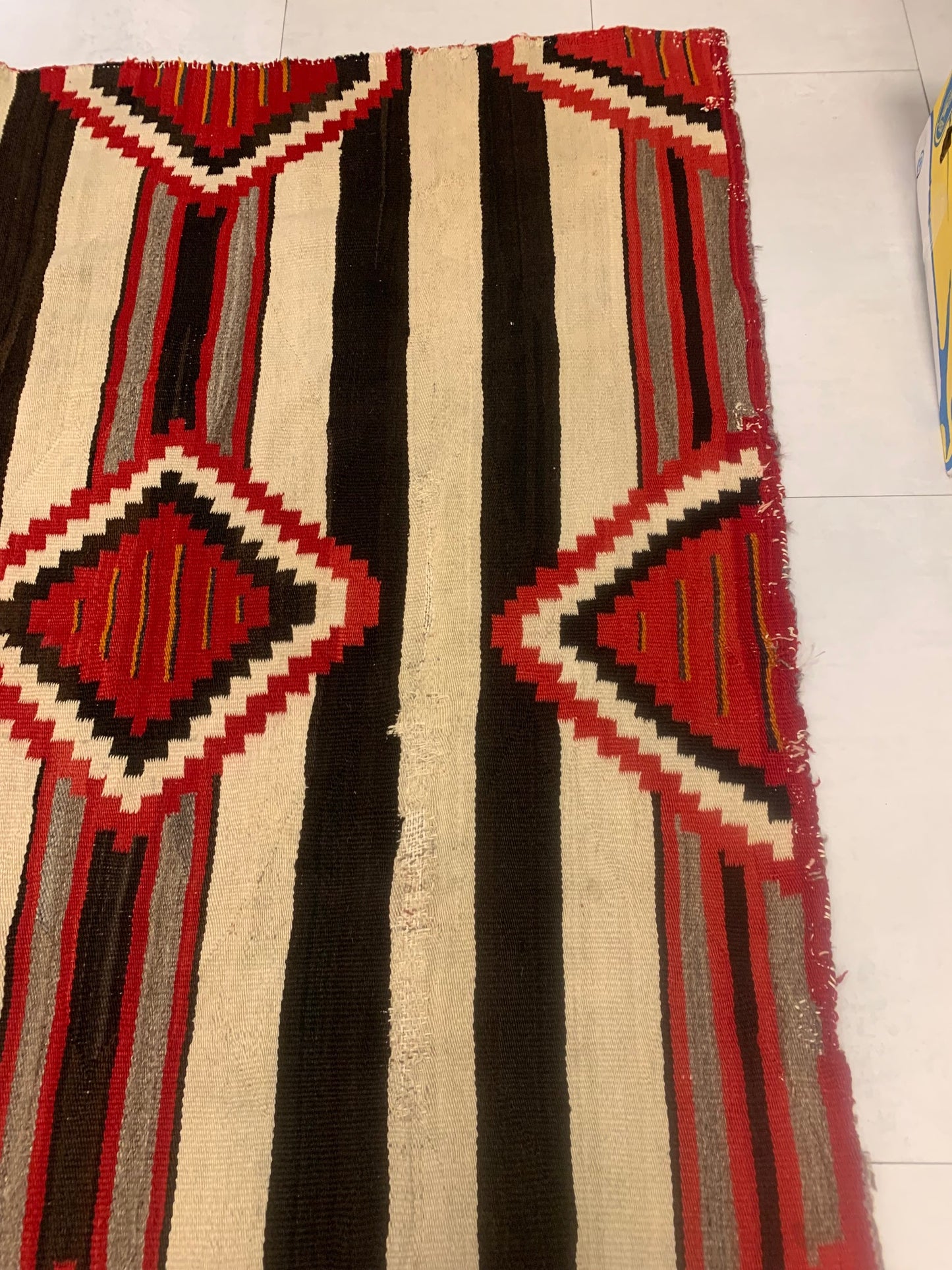 Visible Signs of Age Wear Adding Character to Antique Navajo Rug - 1880s
