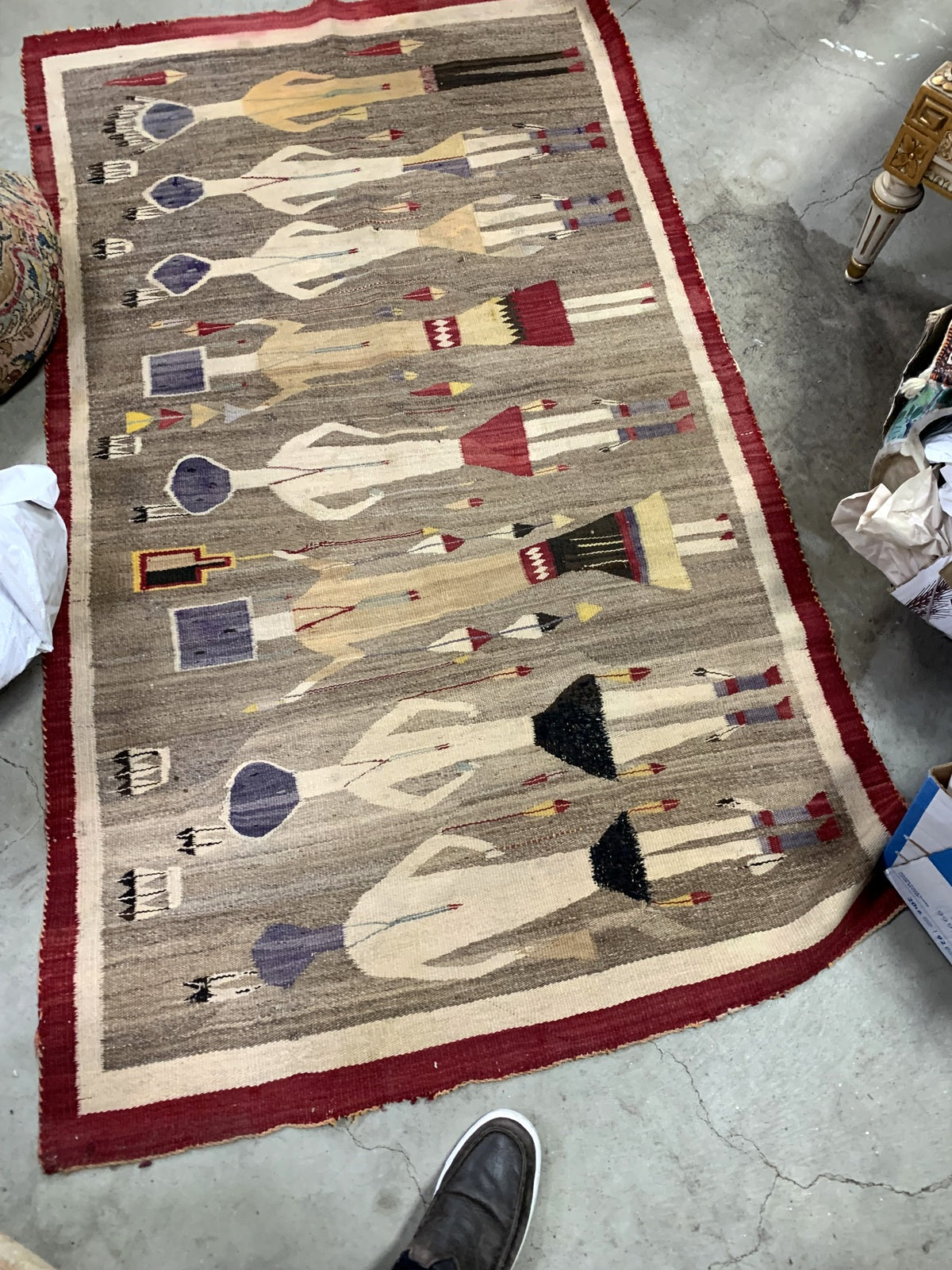 Authentic Navajo Yei rug, perfect for Southwestern decor

