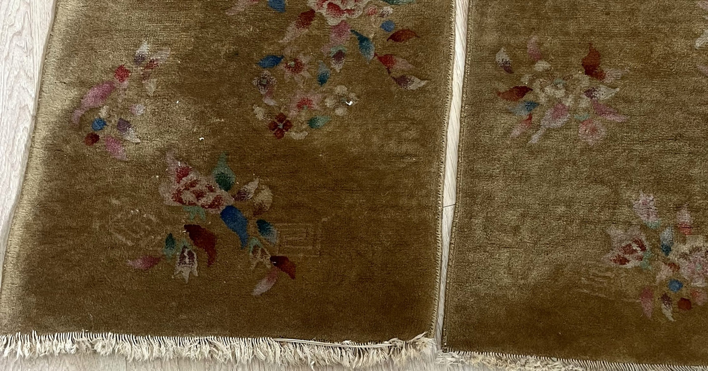 Vintage Art Deco Chinese rugs with bold geometric designs
