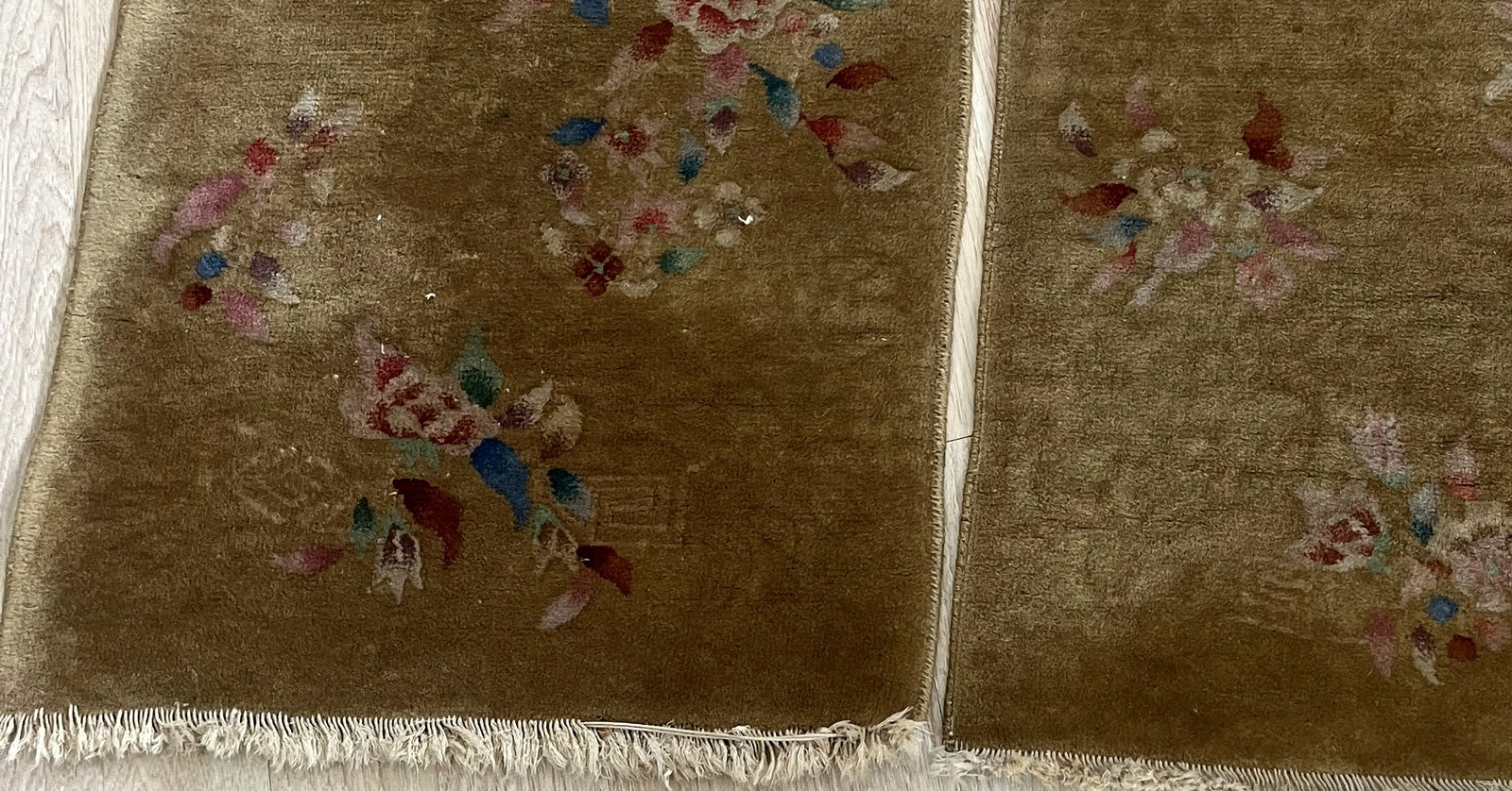 Vintage Art Deco Chinese rugs with bold geometric designs
