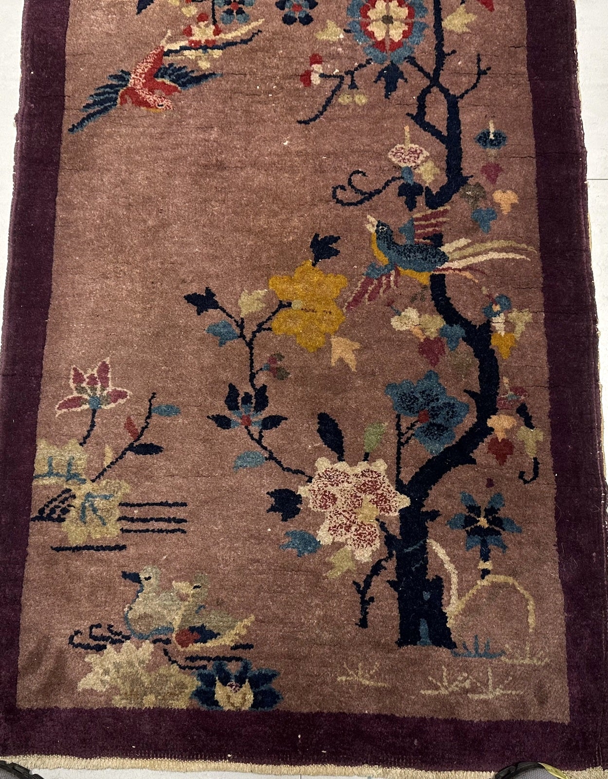 Antique Art Deco Chinese rug with intricate geometric patterns
