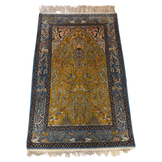 Antique Isfahan Tree of Life rug with bird motifs

