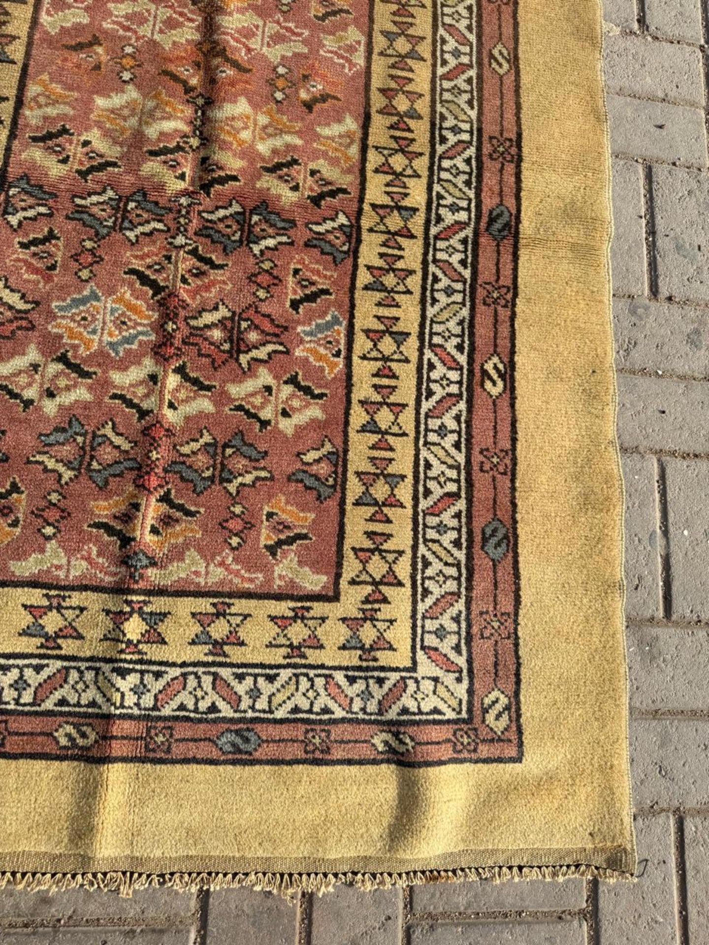 Stylized symbolic motifs in indigo and cream

