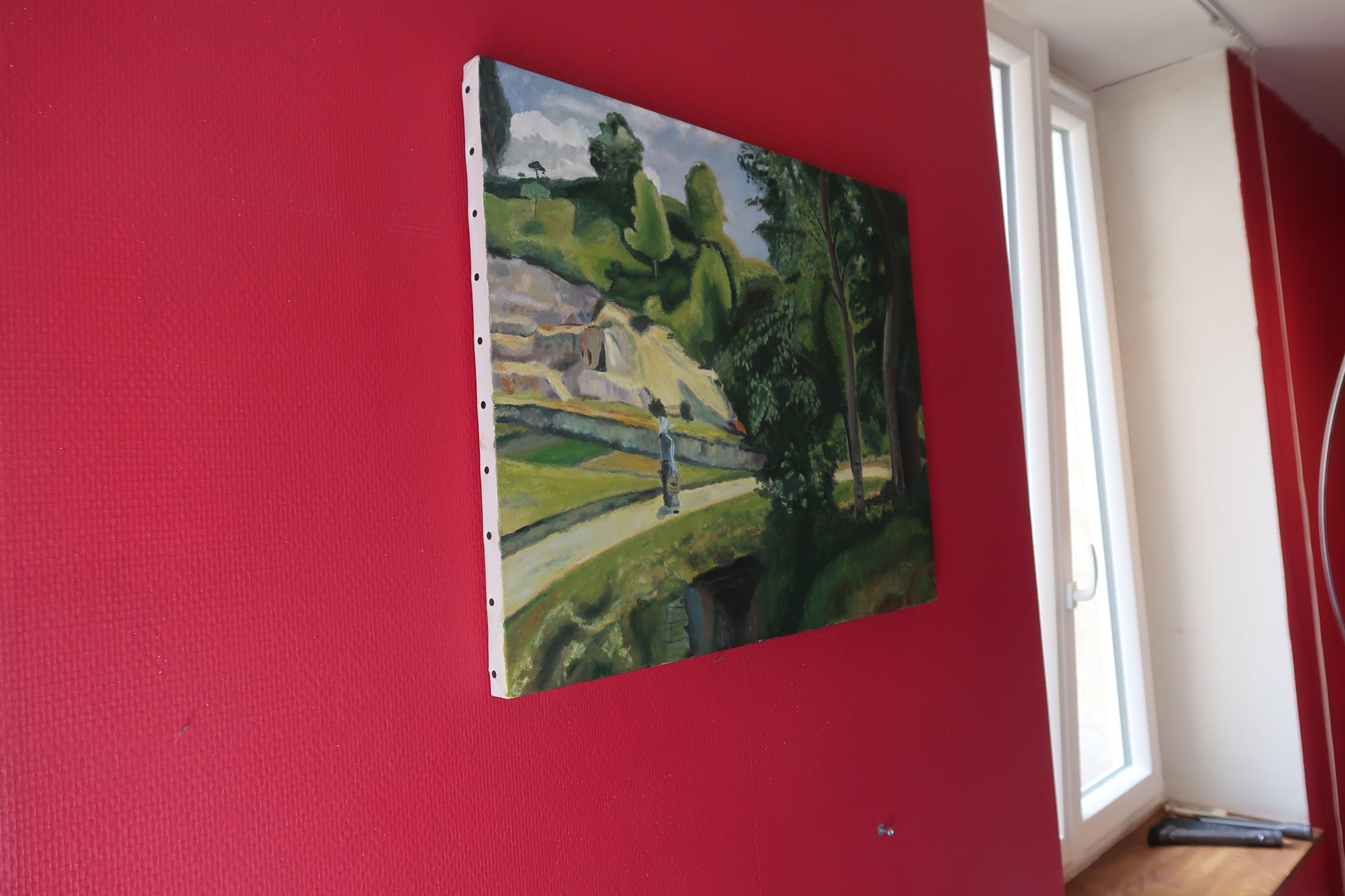 Detail of artist's technique in specific area of painting

