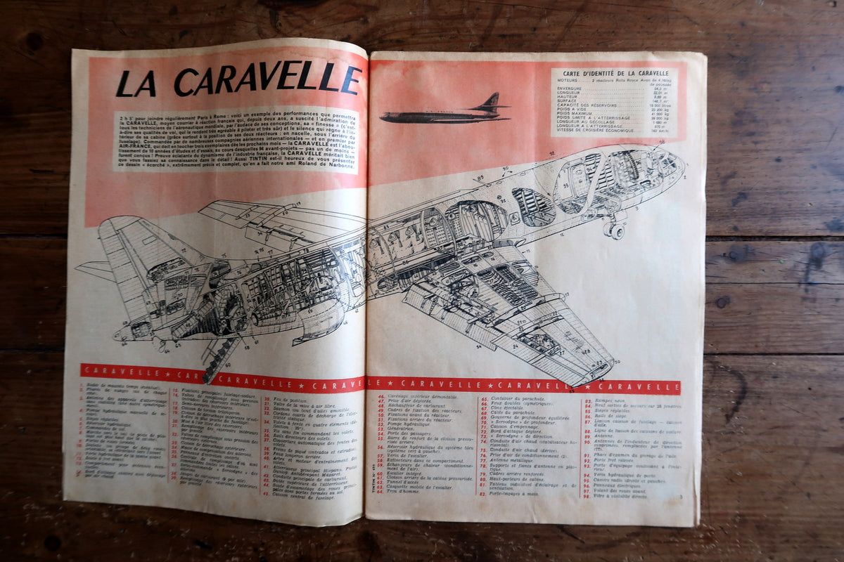 Rare Tintin Journal No 499 featuring Caravelle aviation themed cover artwork
