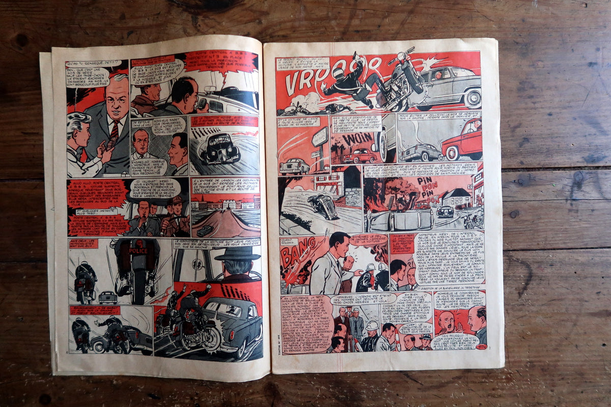 Authentic 1958 Tintin magazine issue with original Jean Graton cover design