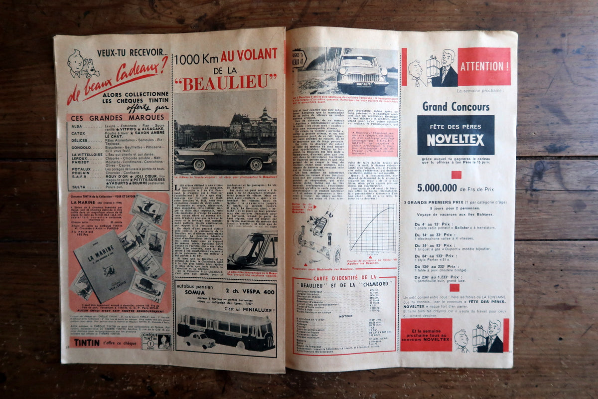 Original Tintin Magazine Issue 499 from May 1958 featuring Caravelle aircraft cover art
