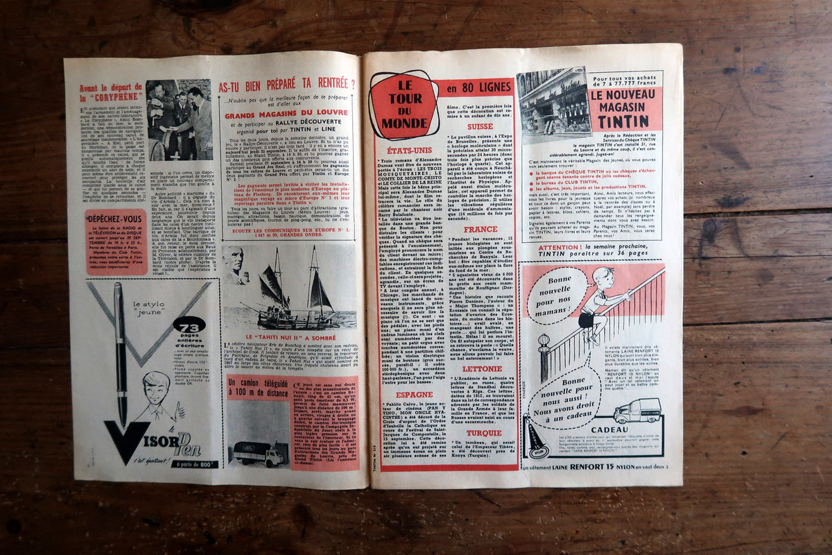 Original 1958 Journal Tintin featuring colorful cover artwork by Funcken.