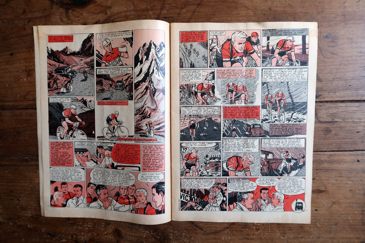 Collectible 1958 Tintin publication featuring colorful cycling imagery on the front cover