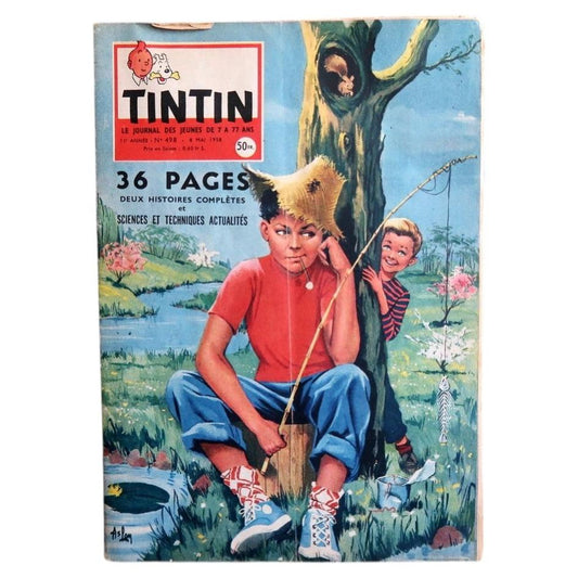Journal Tintin No. 498 from 1958 featuring content by E.P. Jacobs and Jacques Martin in original magazine format
