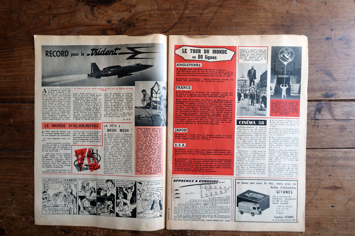 Collectible Journal Tintin from 1958 featuring original comic content and illustrated cover artwork