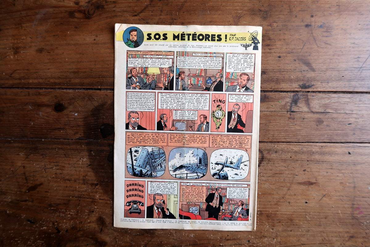 Original 1950s Franco-Belgian BD periodical Journal Tintin N° 495 showcasing Edgar P. Jacobs S.O.S. Météores storyline.