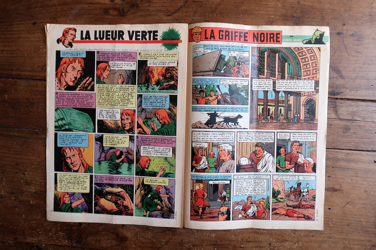 Rare 1958 Edgar P. Jacobs Blake and Mortimer S.O.S. Météores serialized comic magazine page illustration in original print.