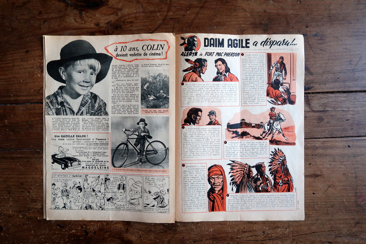 Historic January 1958 Journal Tintin issue highlighting classical Franco-Belgian comic series by legendary masters of the Brussels school.