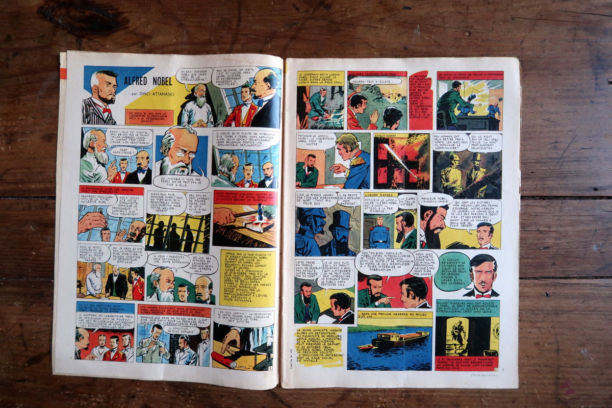 Original 1950s BD periodical Journal Tintin N° 482 showcasing classic Tintin Les Bijoux de la Castafiore or Coke en Stock era comic adventures.
