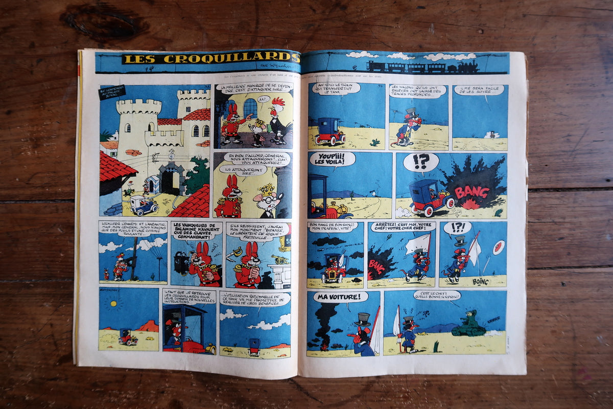 Historic January 1958 Journal Tintin issue highlighting classical Franco-Belgian comic series by legendary masters of the Brussels school.