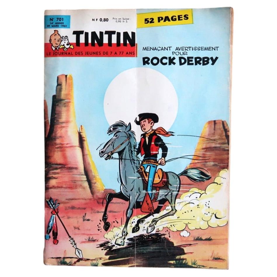 Journal de Tintin N°701 dated 29 March 1962 with creased Rock Derby Western cover