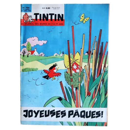 Journal de Tintin N°704 with Joyeuses Pâques Easter cover dated 19 April 1962