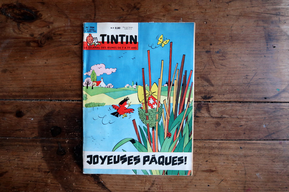 Hergé Les Bijoux de la Castafiore back-cover episode with blue forest panels and red-lit gathering