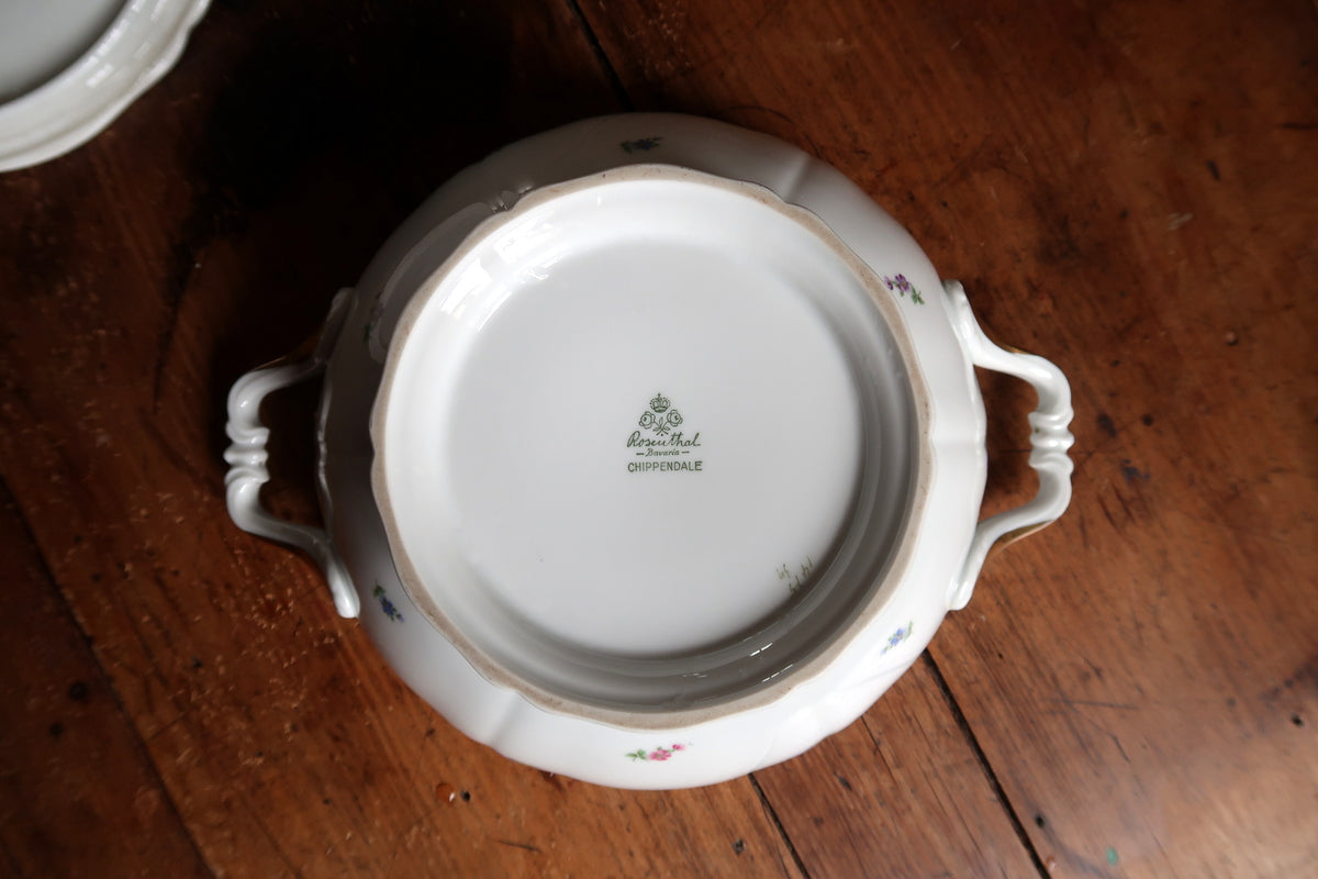Underside of tureen with green Rosenthal Chippendale backstamp and marked foot ring
