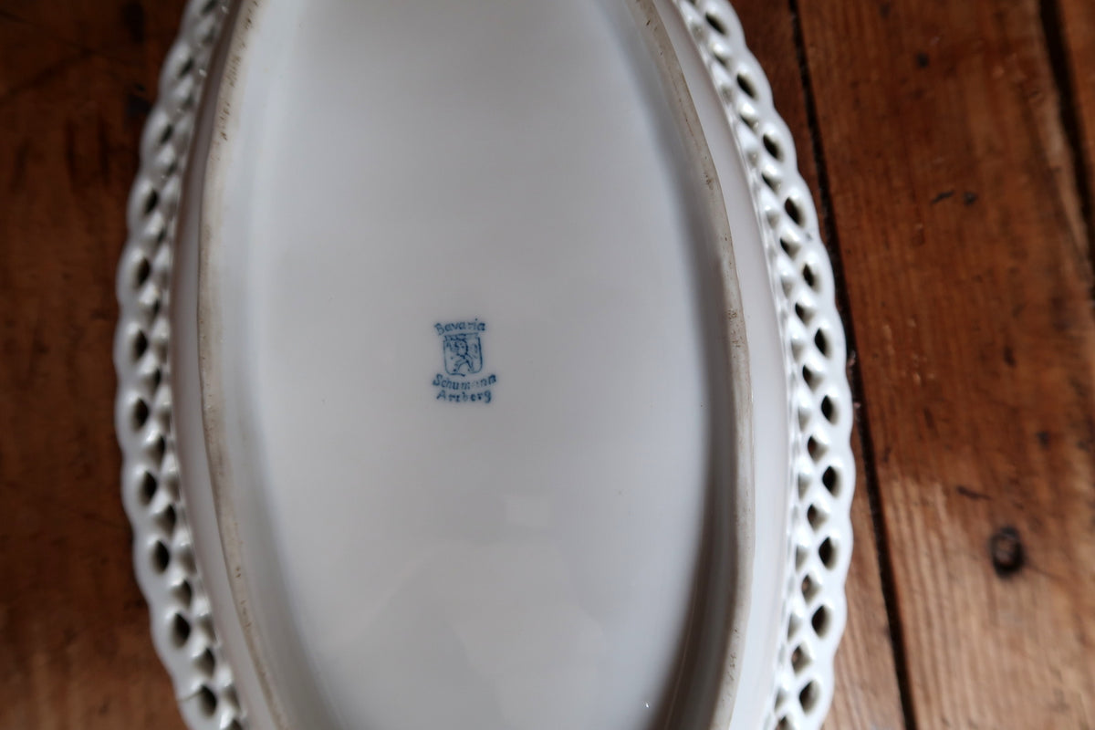 Close-up of blue maker's mark on the porcelain base