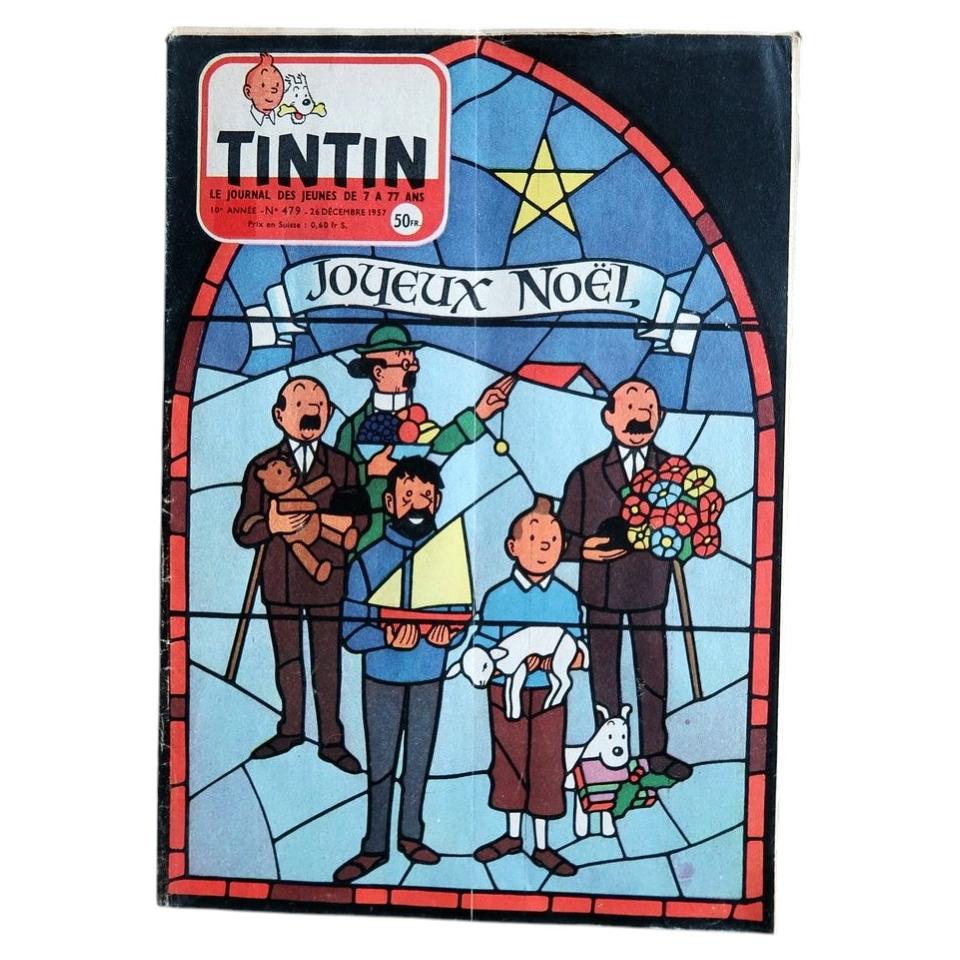 Journal de Tintin No. 479 with a stained-glass-style Christmas cover