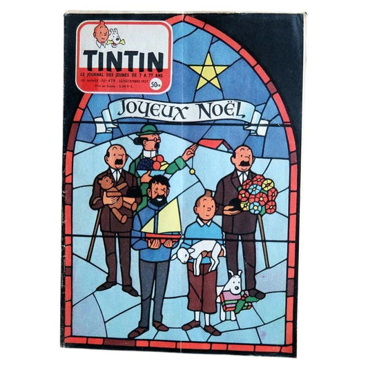 Journal de Tintin No. 479 with a stained-glass-style Christmas cover
