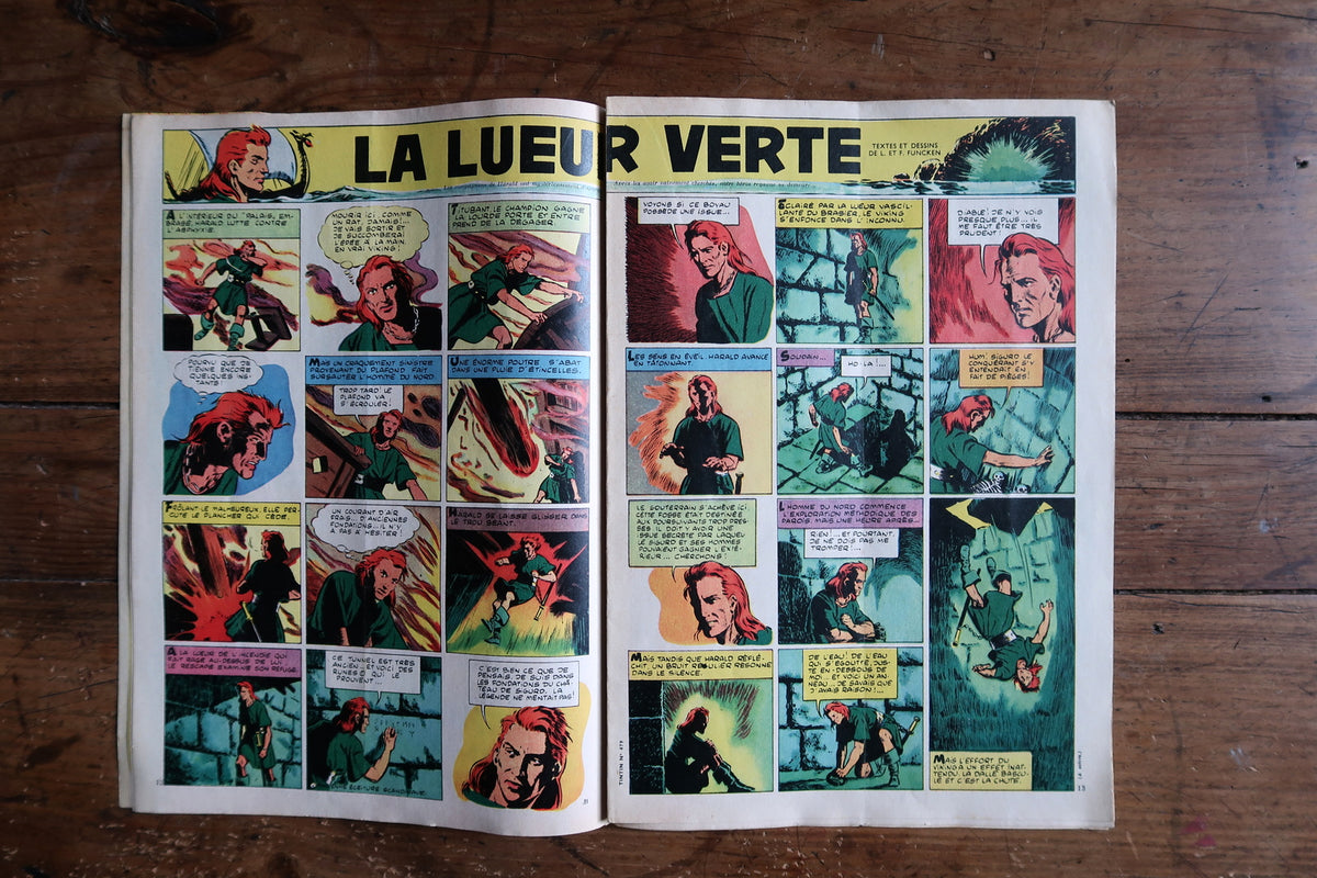 Vintage colour comic panels inside the Christmas 1957 Tintin issue