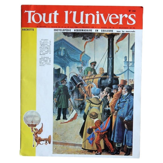 Tout l’Univers No. 244 with a red masthead and illustrated steam locomotive cover