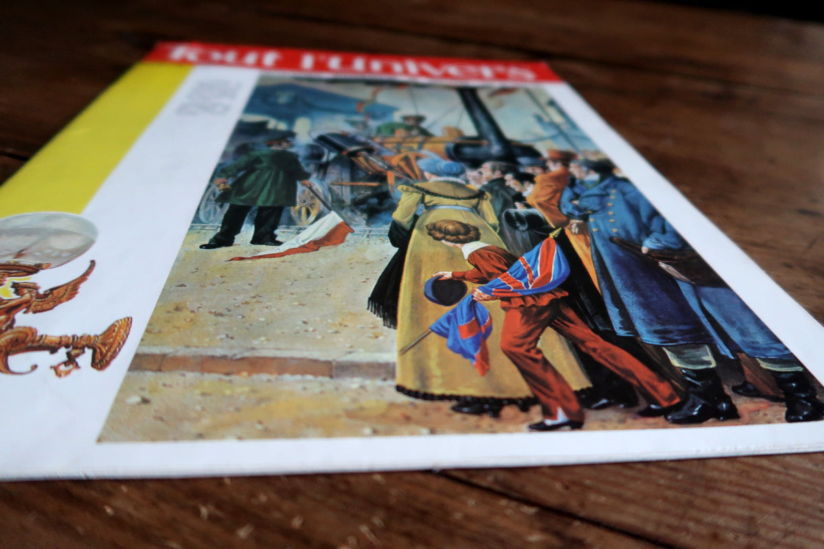 Back-cover contents box and illustrated cattle market and gaucho scenes