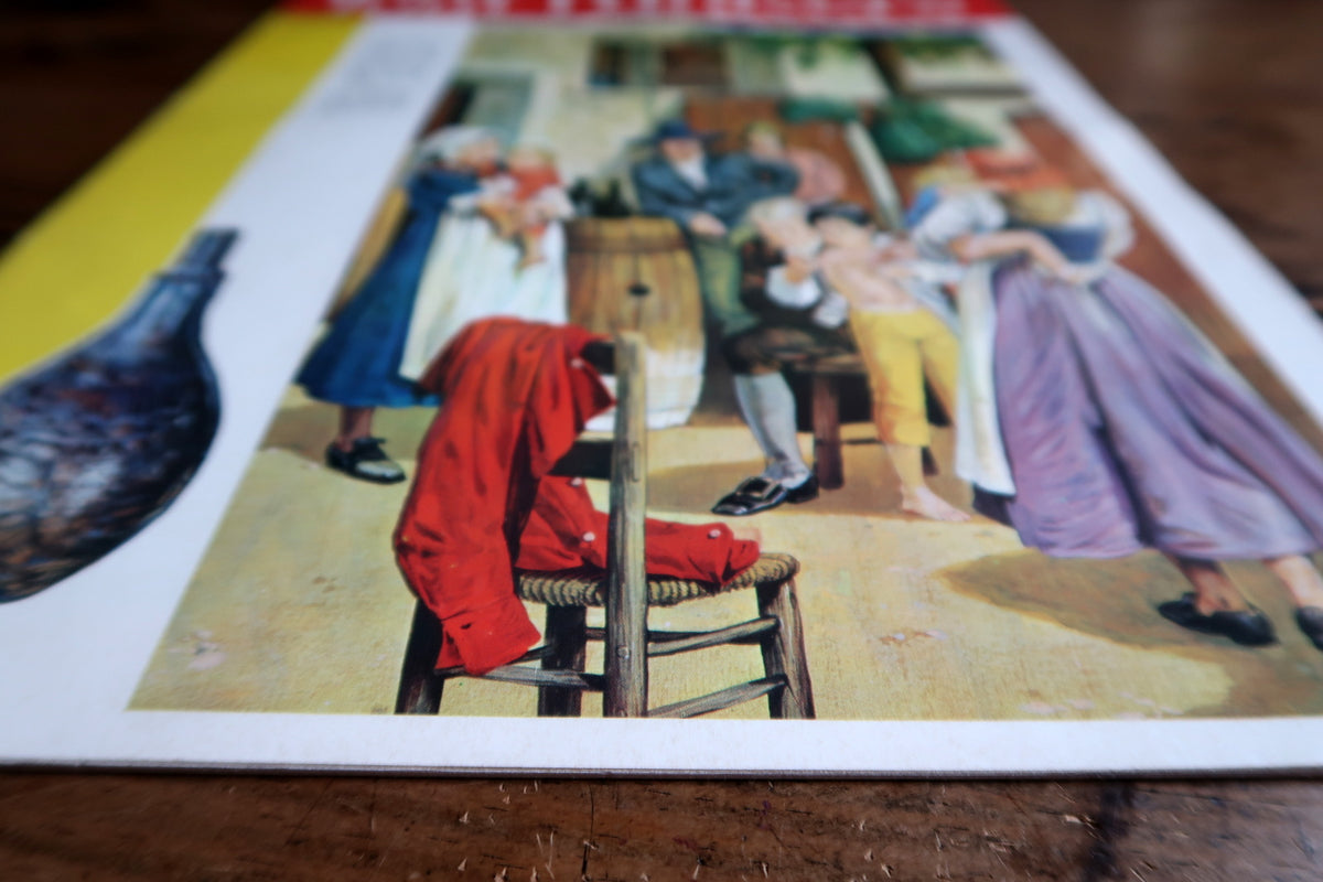 Back cover with riverside scene, boat construction illustration and bearded man’s portrait.